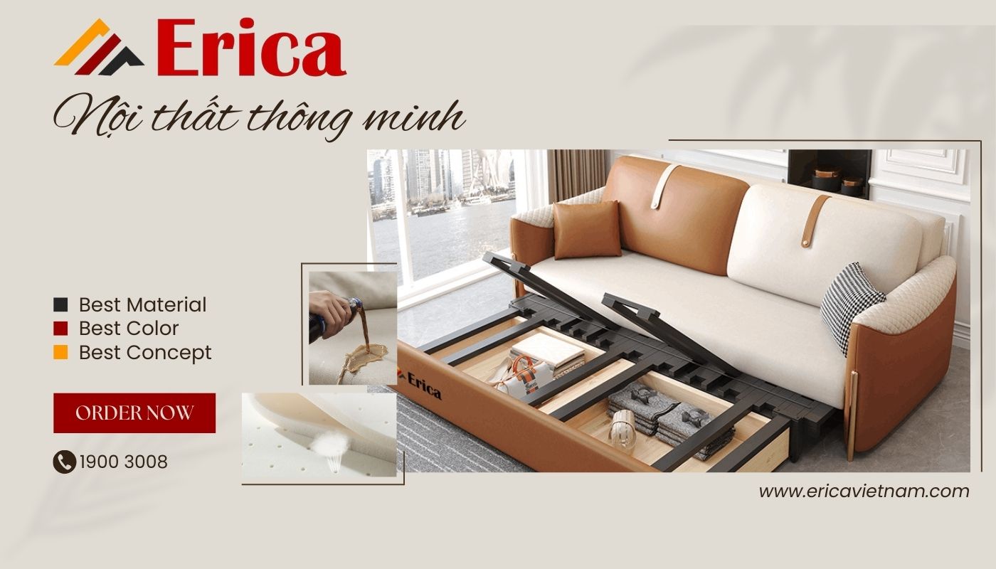 Mua sofa giường thông minh đẹp, giá rẻ tại ERICA