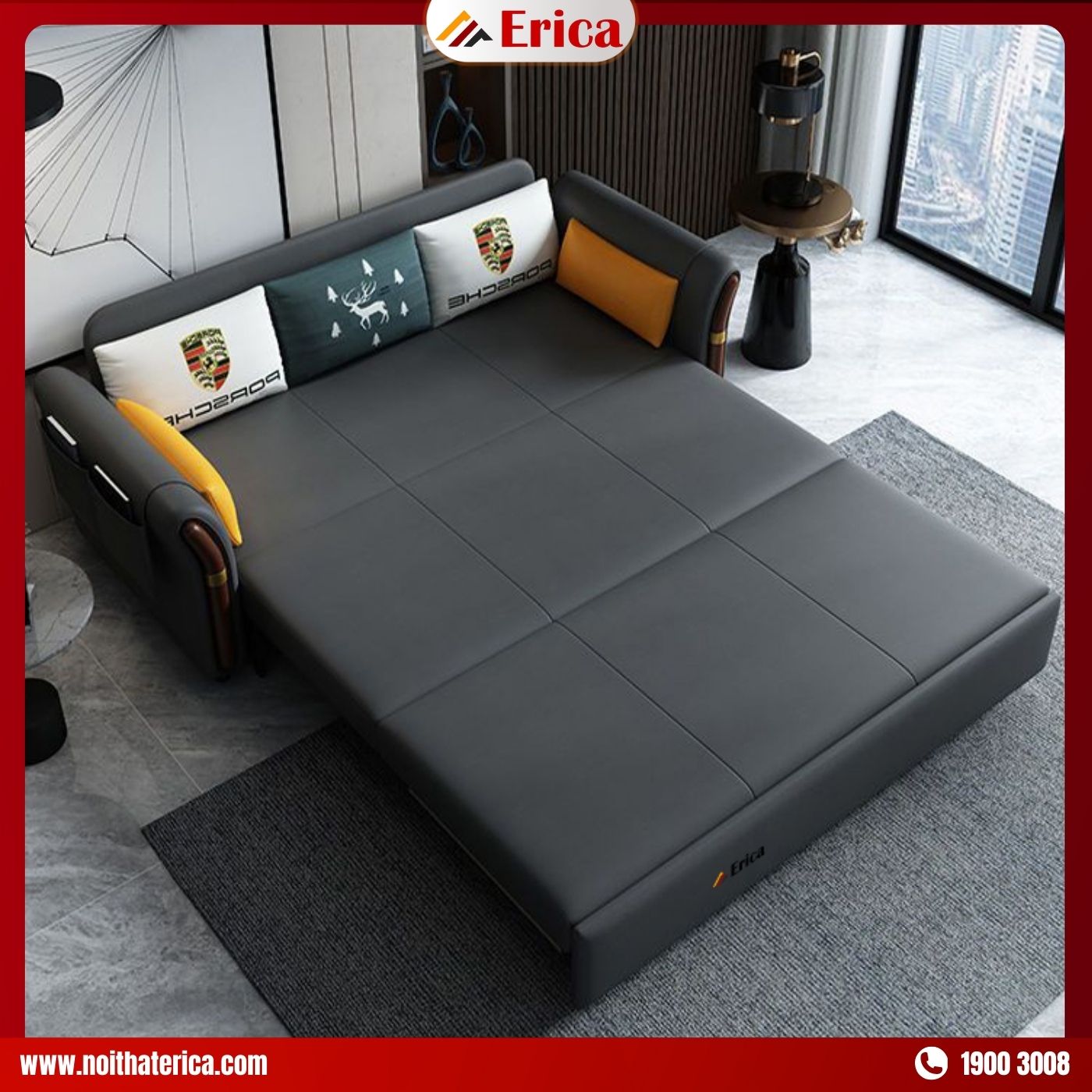 Sofa giường Erica EG2 theo phong cách Bắc Âu nhập khẩu Châu Âu