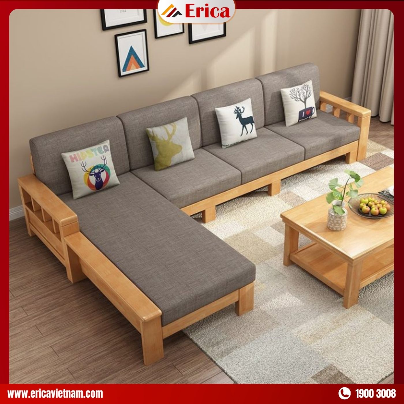 Mẫu ghế nệm sofa góc L ERICA EB801