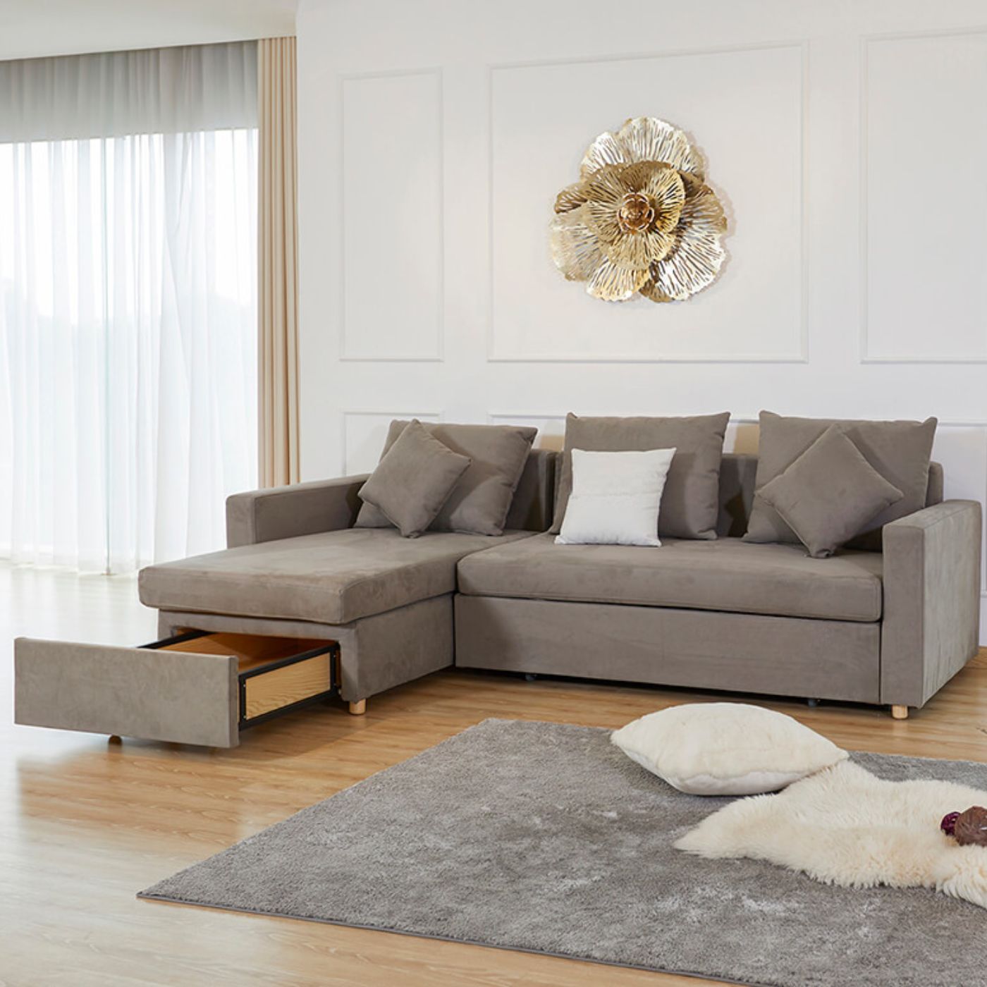 Sofa giường góc bọc vải