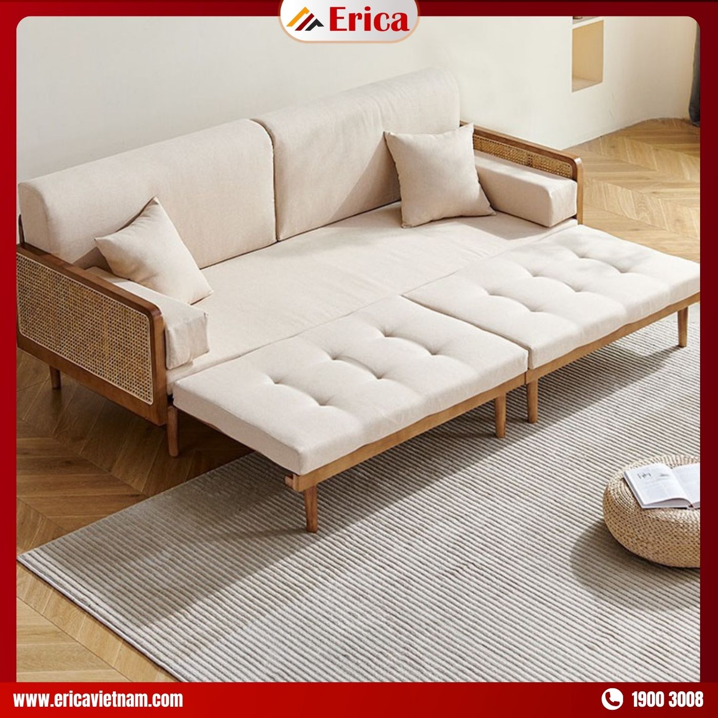 Bộ sofa đẹp cho phòng khách nhỏ, mini bằng gỗ ERICA – EB142