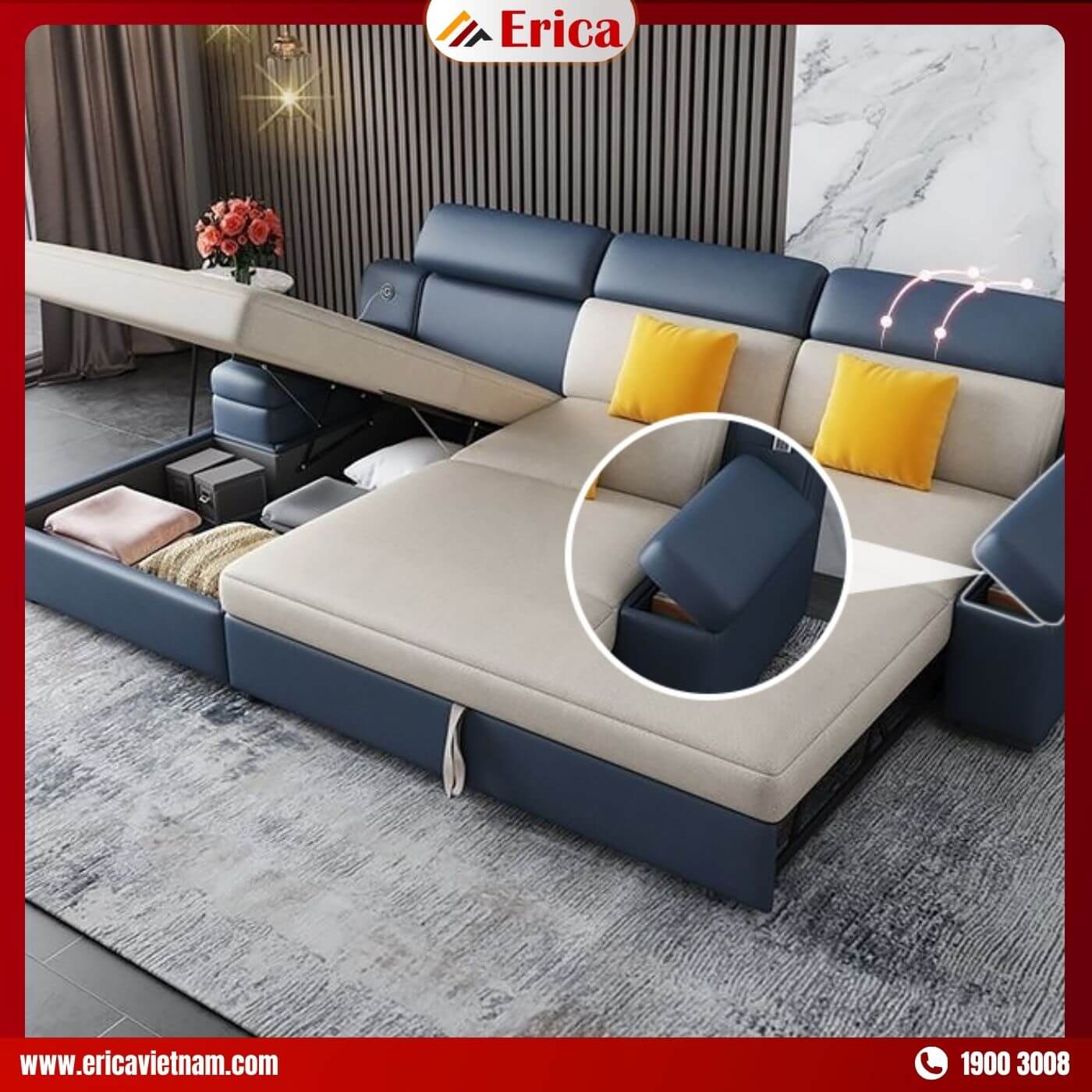 SOfa giường góc L có ngăn kéo