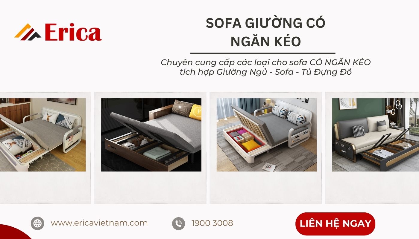 Mua sofa giường có hộc tủ tại Erica