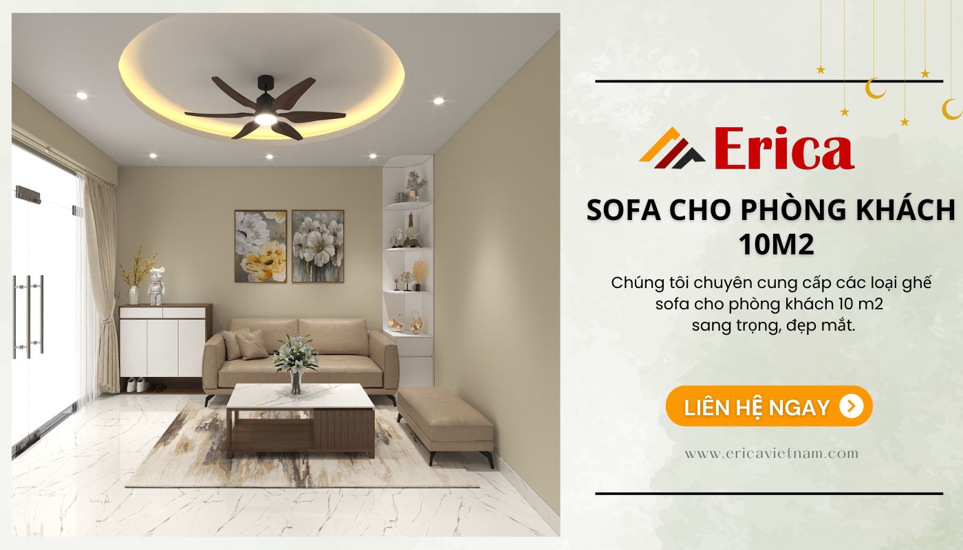 Mua sofa cho phòng khách rộng 10m2 uy tín tại Erica