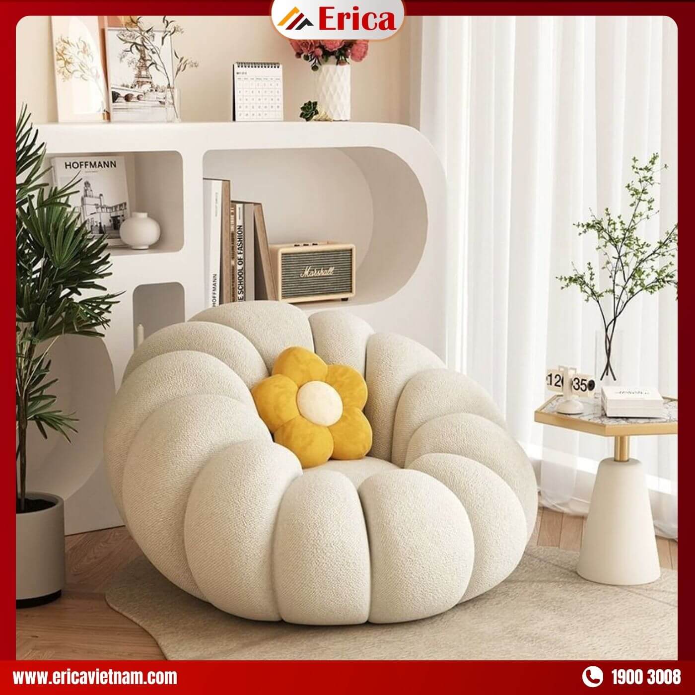 Ghế sofa đơn nhỏ gọn hình bí ngô đáng yêu 