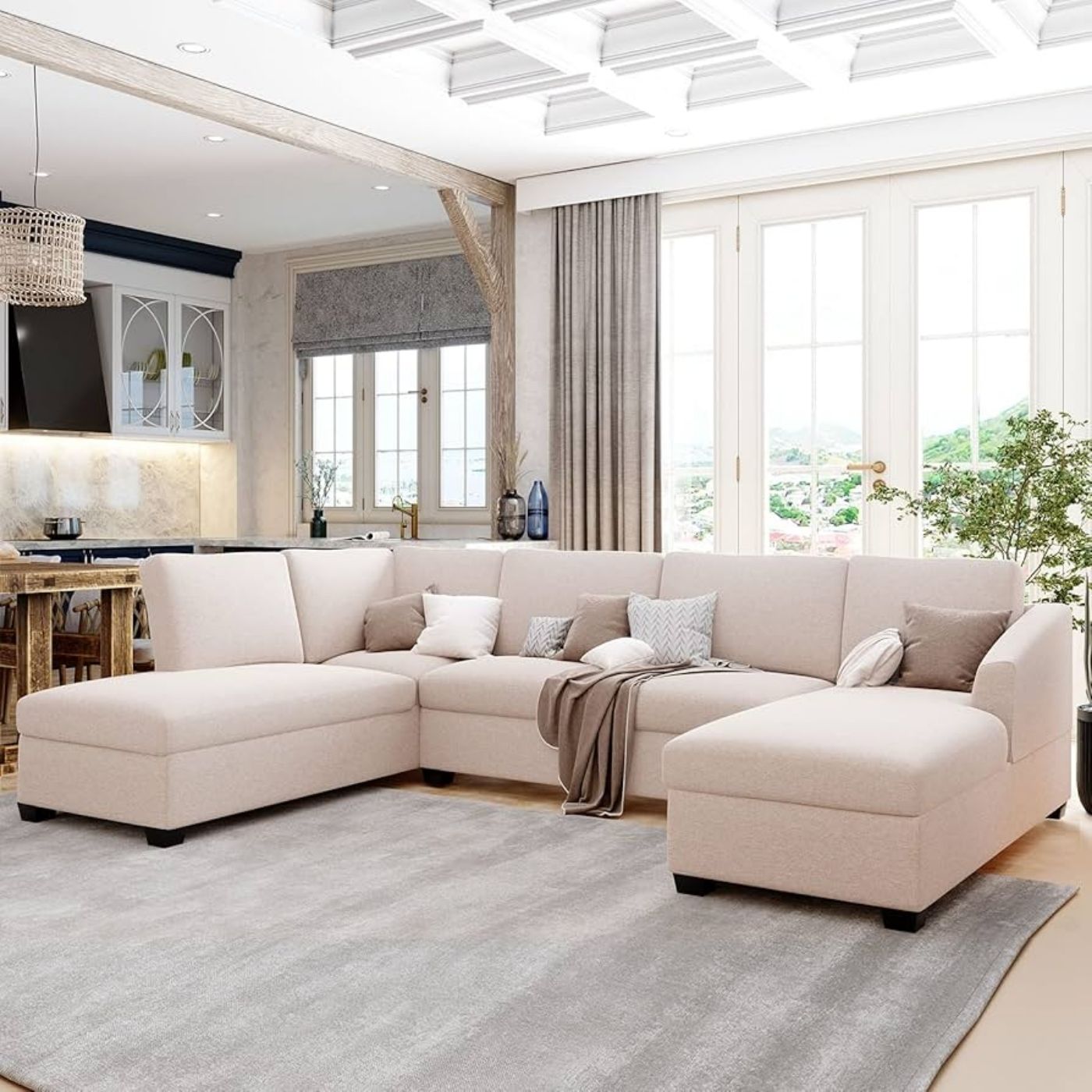 mẫu ghế sofa chữ u đẹp bọc nệm hiện đại