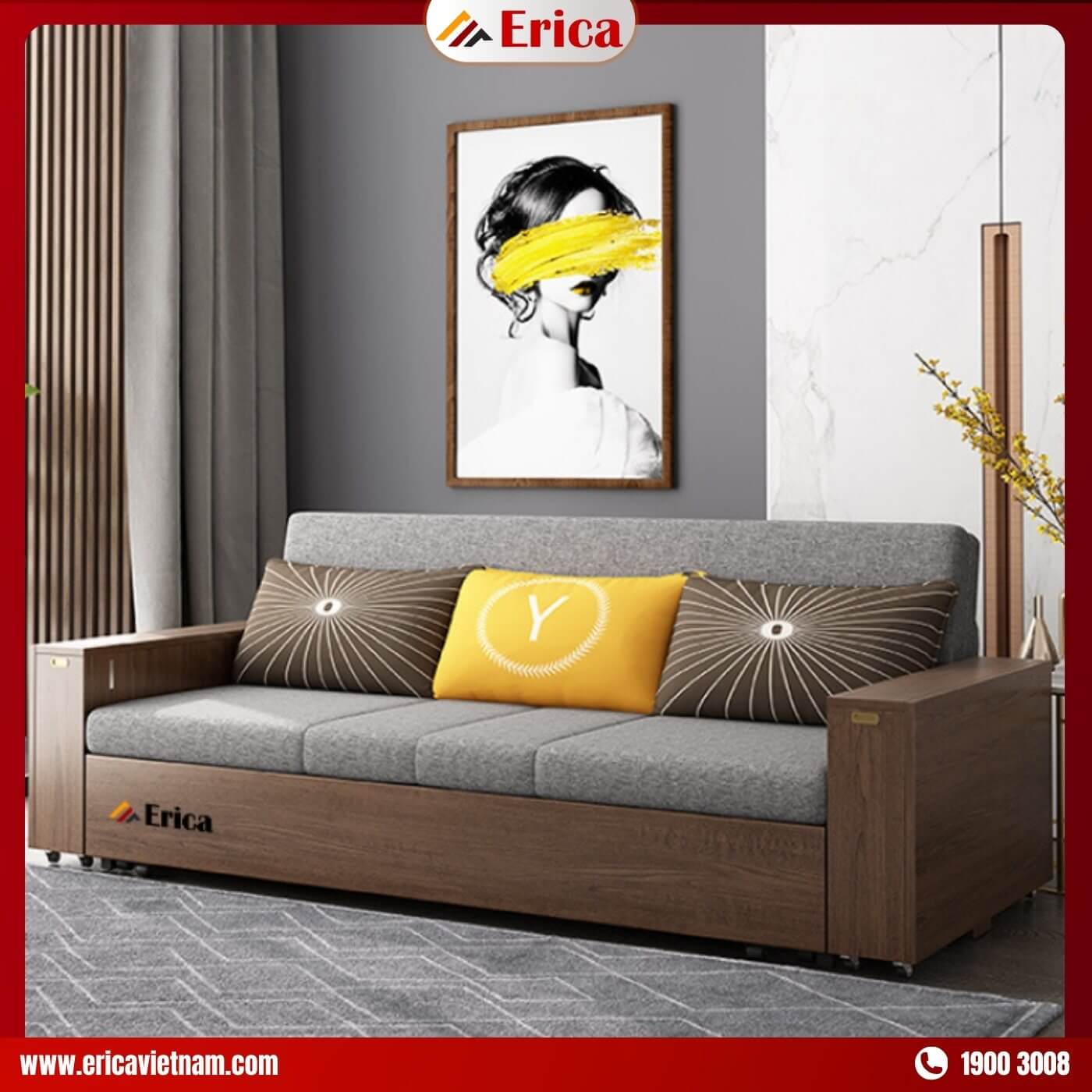 Ghế Sofa giường gỗ tphcm ERICA – EC5