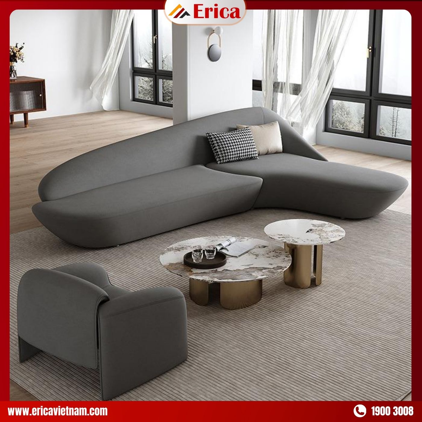 Sofa tối giản cho phòng khách 15m2