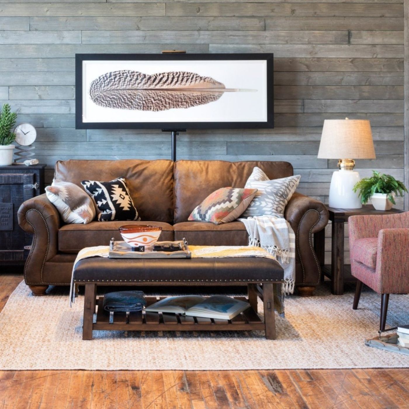 nội thất sofa rustic da lộn