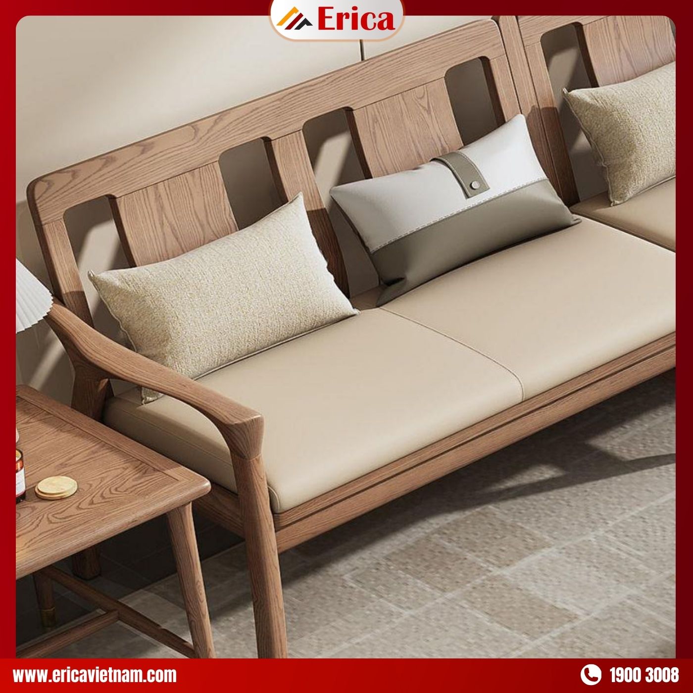 Sofa ERICA - EB101 làm bằng chất liệu gỗ cao cấp và bền bỉ