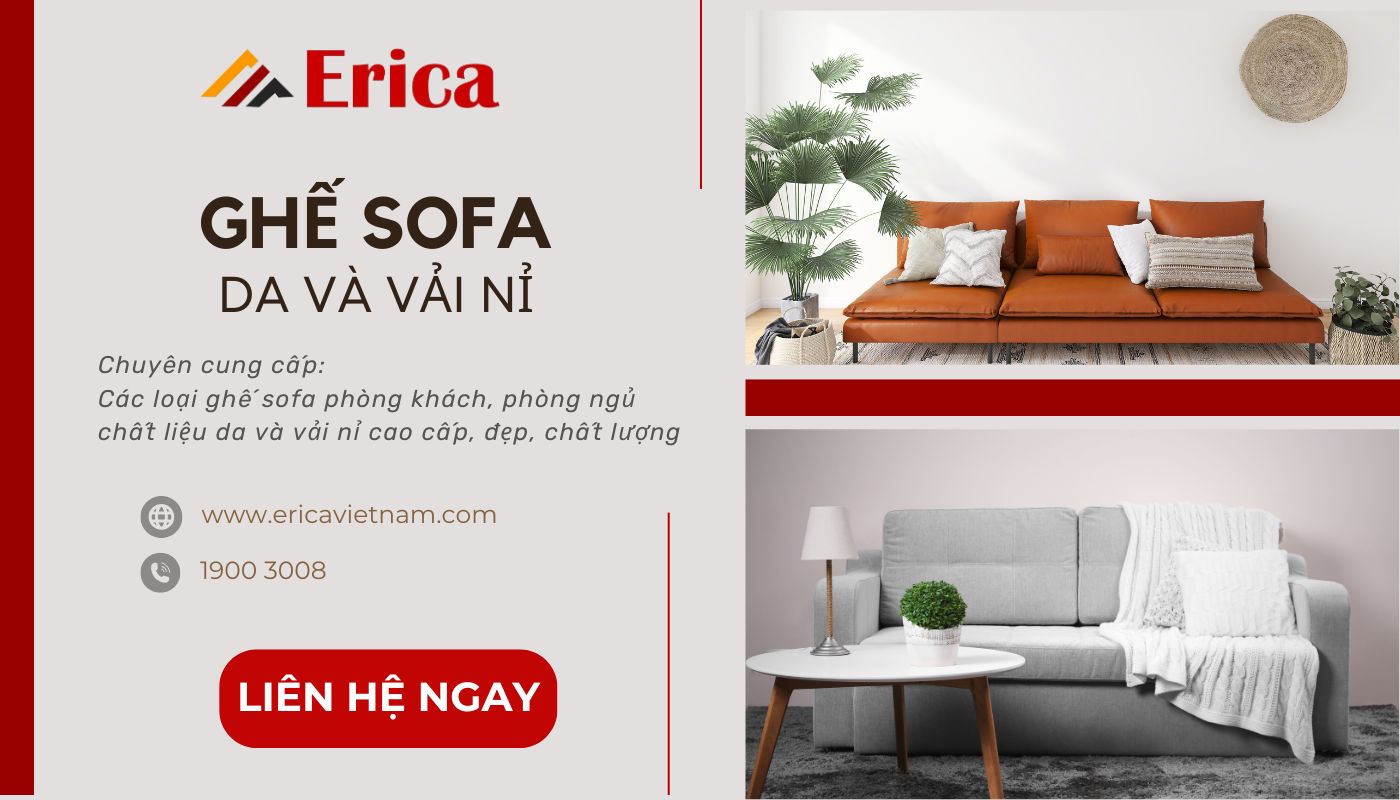 Ghế sofa da và sopha vải nỉ gí rẻ, chất lượng tại nội thất Erica