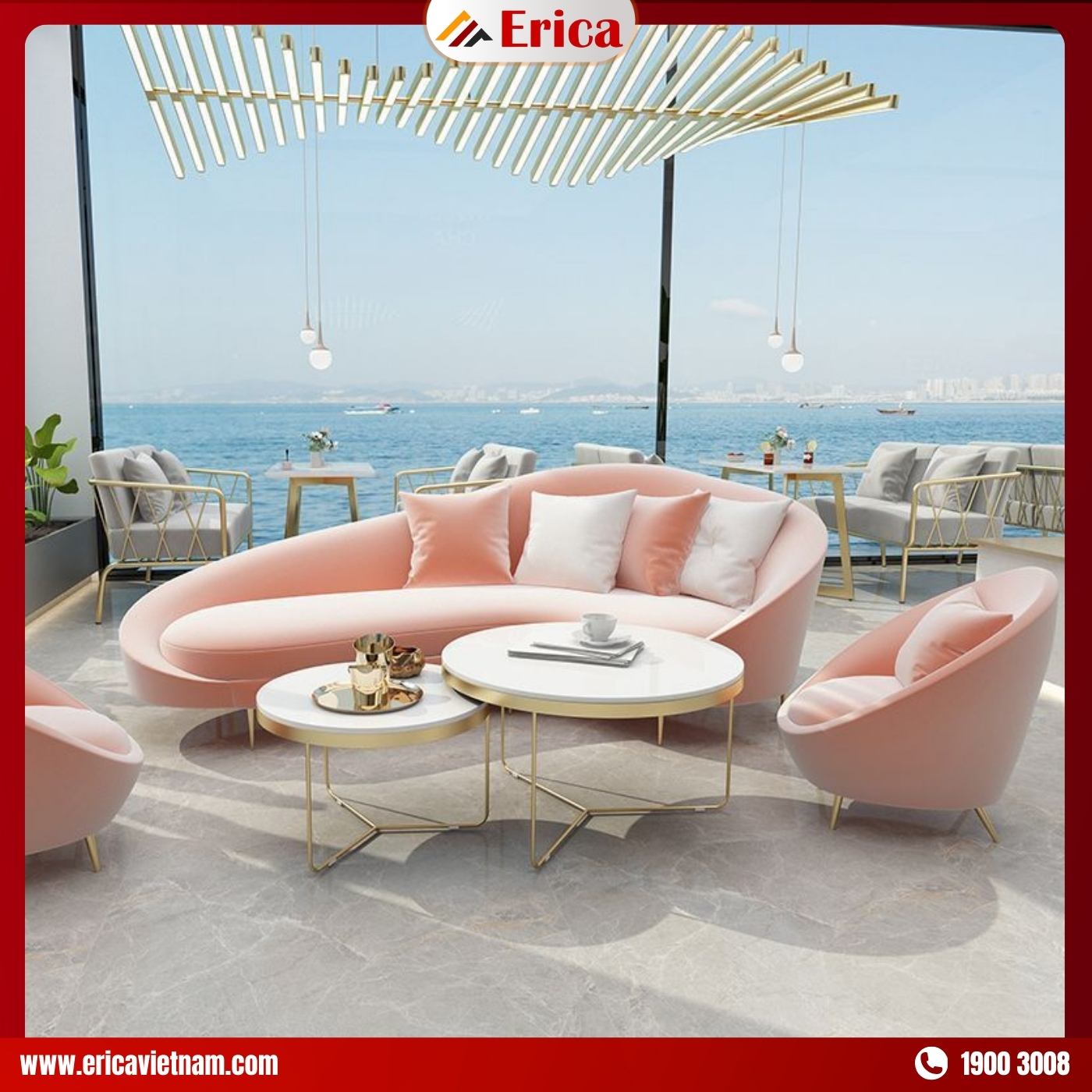 Màu ghế sofa đẹp màu hồng ERICA NS664