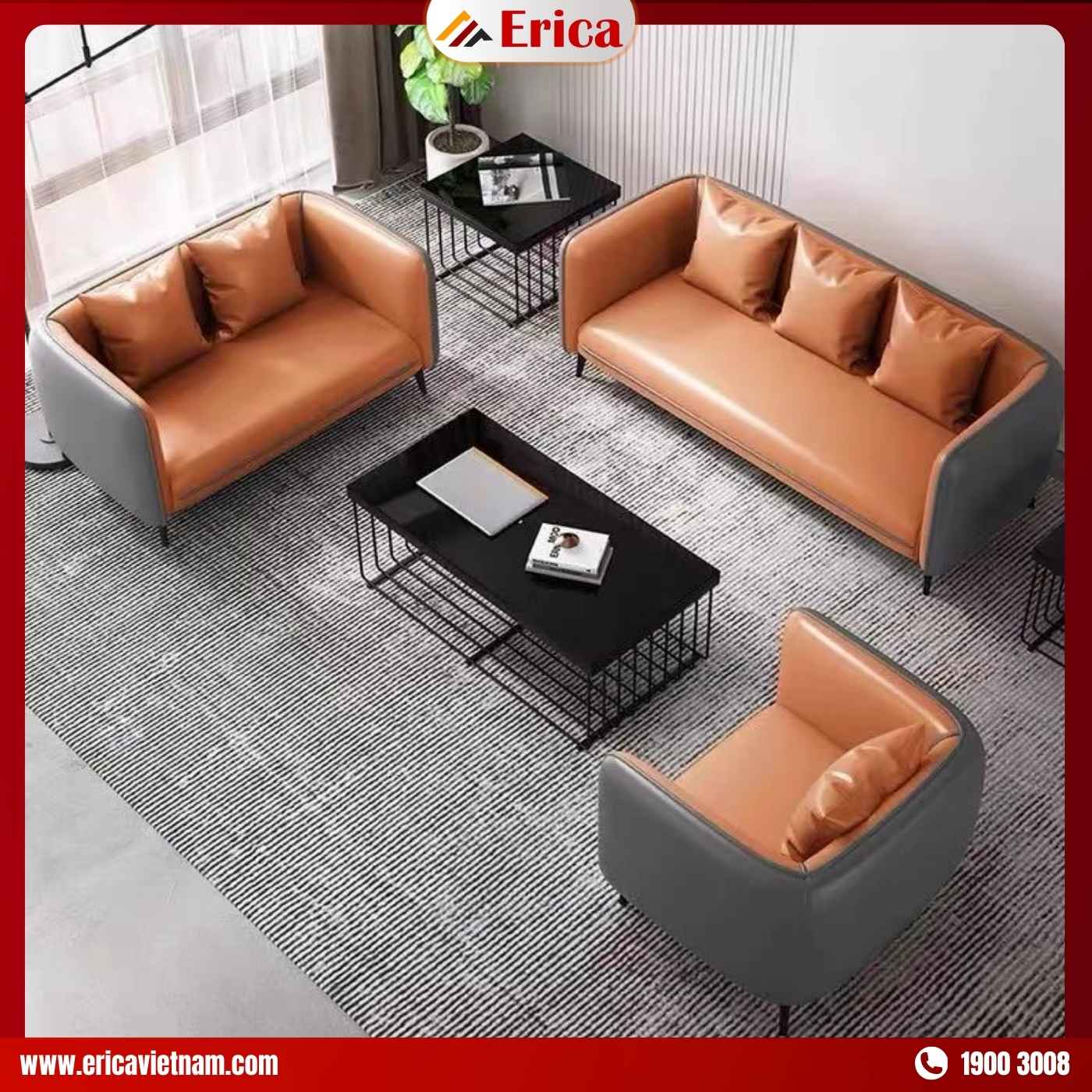 Ghế sofa ERICA SD156 bọc da phù hợp cho quán cà phê