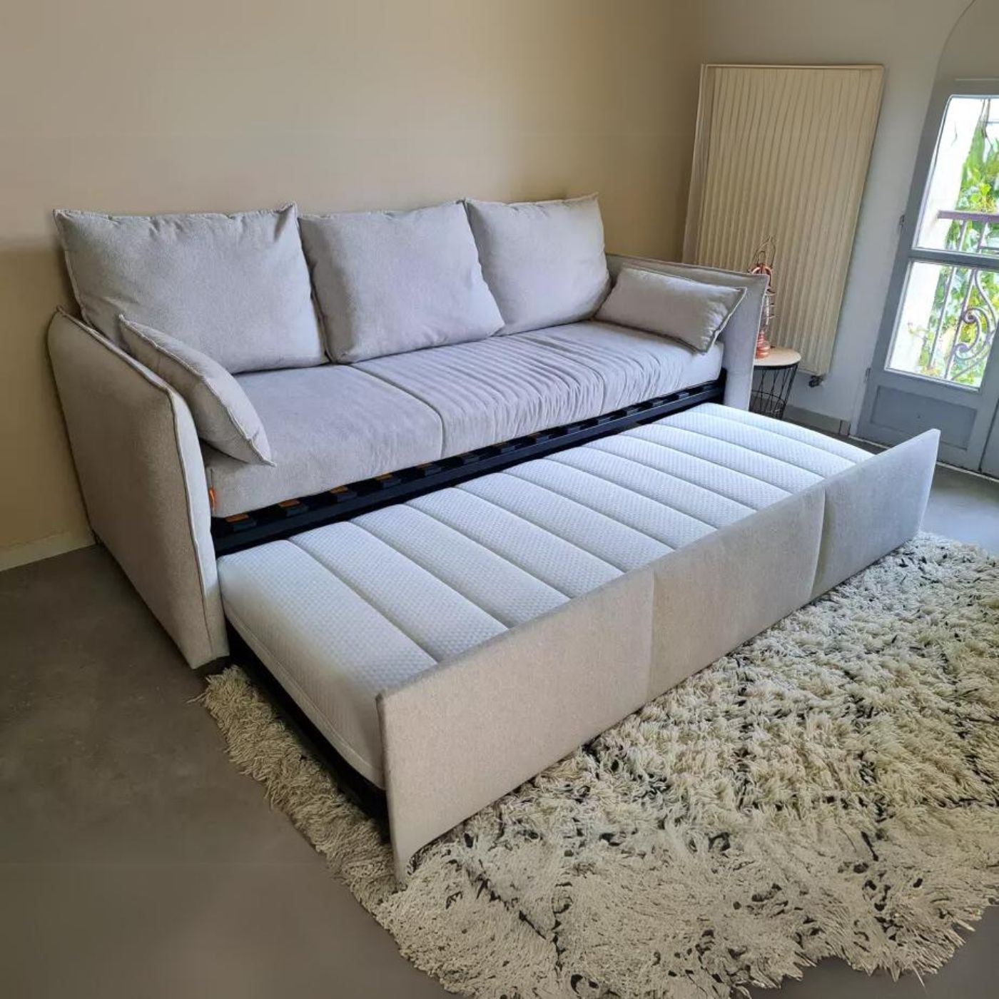 Mẫu ghế sofa giường kết hợp giường ngủ 2 lớp nệm