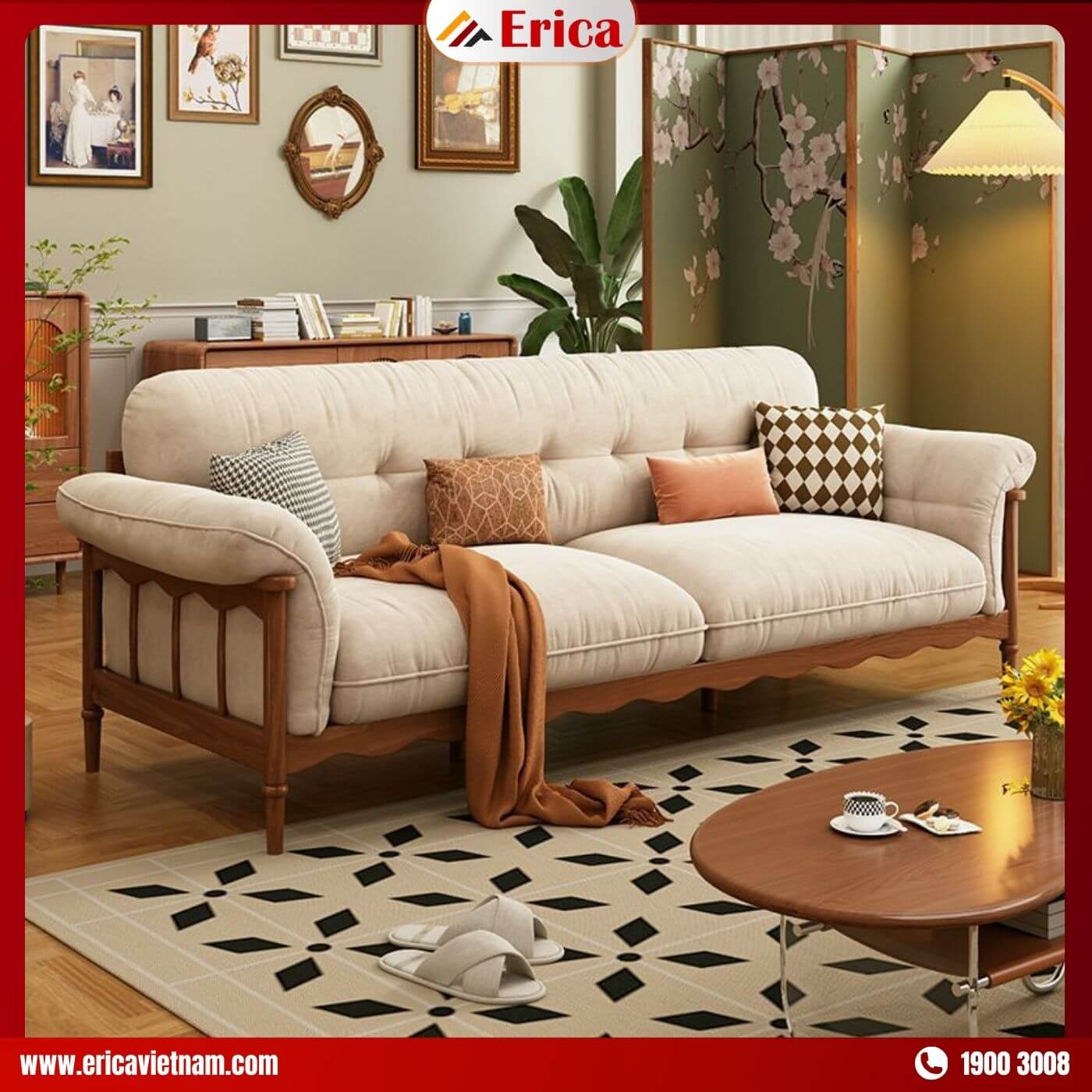 Ghế salon cafe ERICA EB123 bằng gỗ phong cách cổ điển Pháp