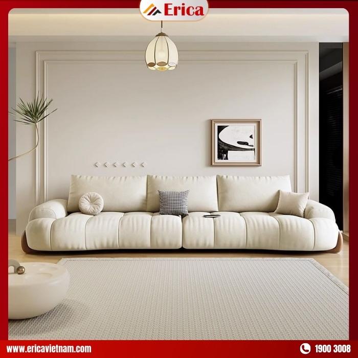 Ghế sa lông màu trắng thiết kế múi nổi Erica SB05