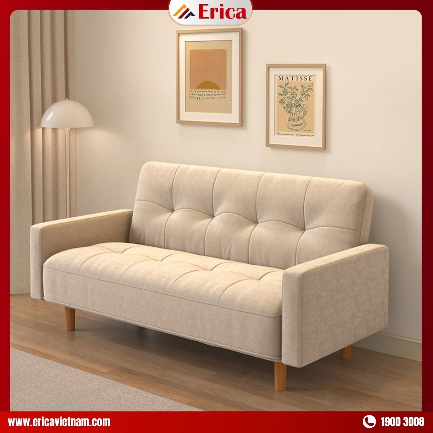 Sofa giường ERICA – SB193 có tay vịn, thiết kế hiện đại