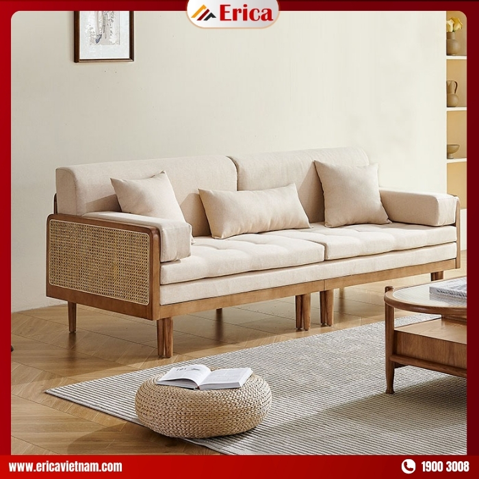 Ghế sofa màu trắng khung gỗ Erica EB142