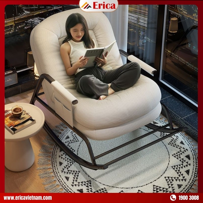 sofa màu trắng cho phòng khách bập bênh Erica SD898