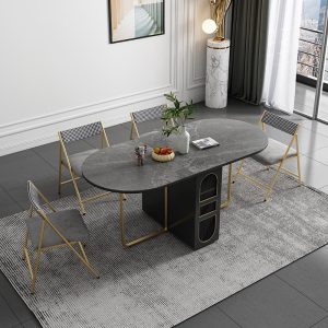 BÀN ĂN THÔNG MINH GẤP GỌN MẶT ĐÁ OVAL ERICA – DP19