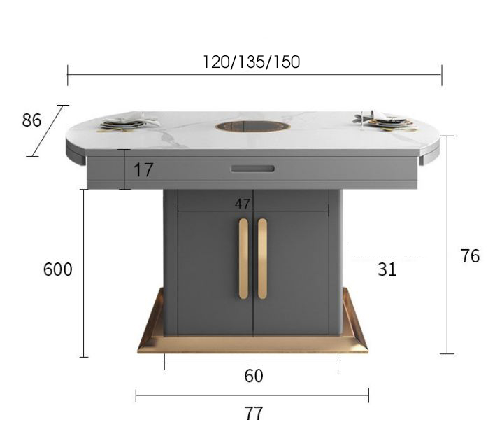 Kích thước bàn tròn gấp Erica - DP23