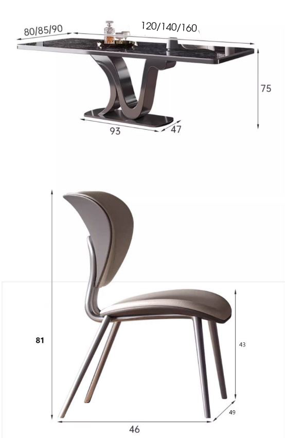 Kích thước bộ bàn ghế ăn DP25