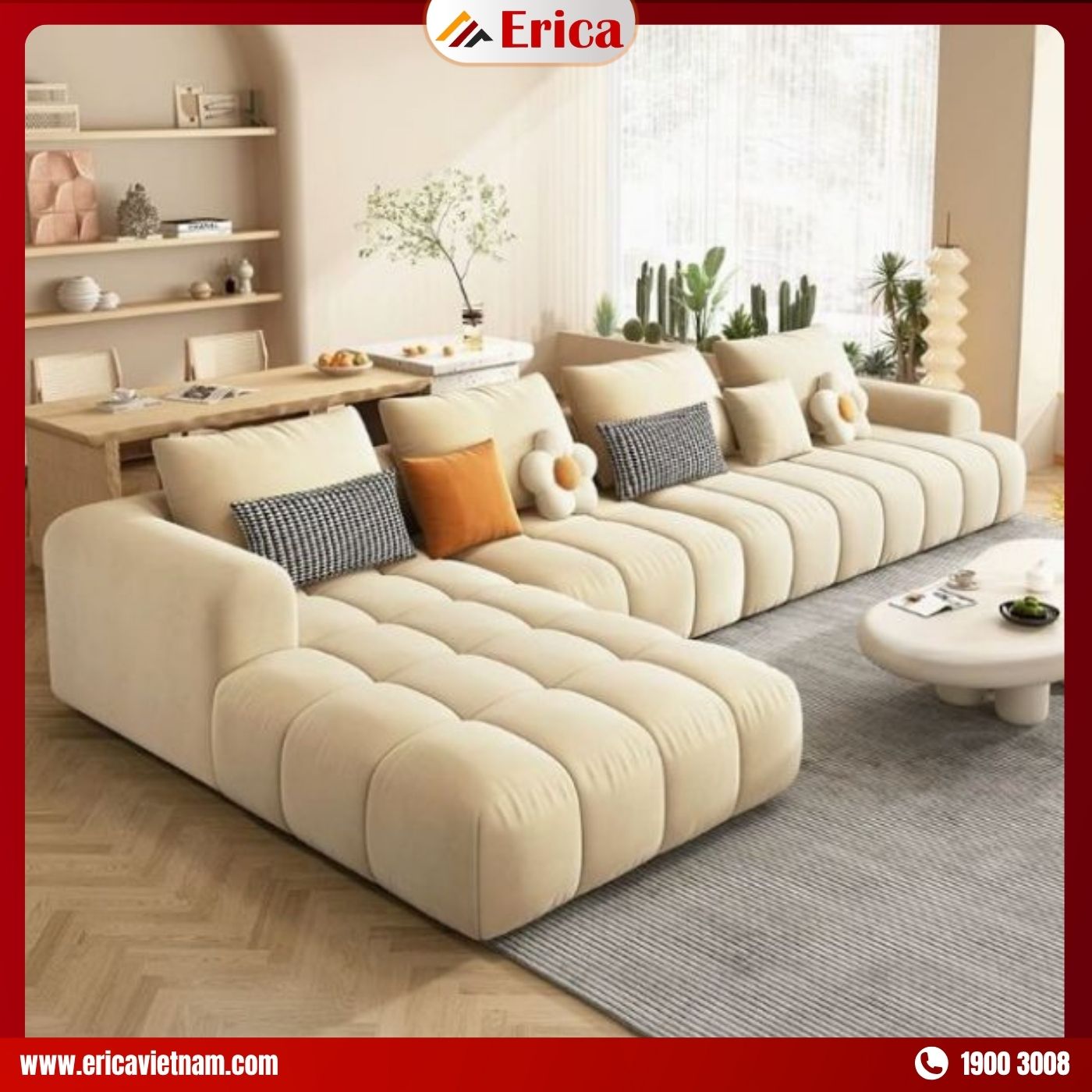ERICA NS35 - Sofa cho phòng khách rộng hiện đại Sofa góc phòng khách hiện đại