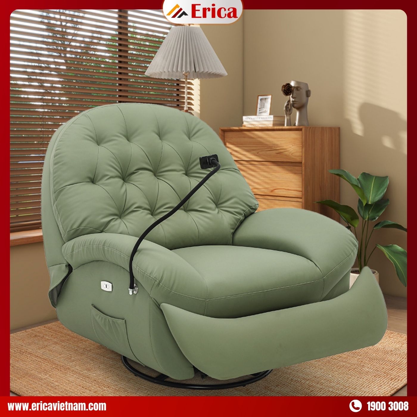 Nâng chỉnh linh hoạt cùng chiếc sofa ERICA ST206 ghế sofa dưới 15 triệu nằm thư giãn chỉnh điện