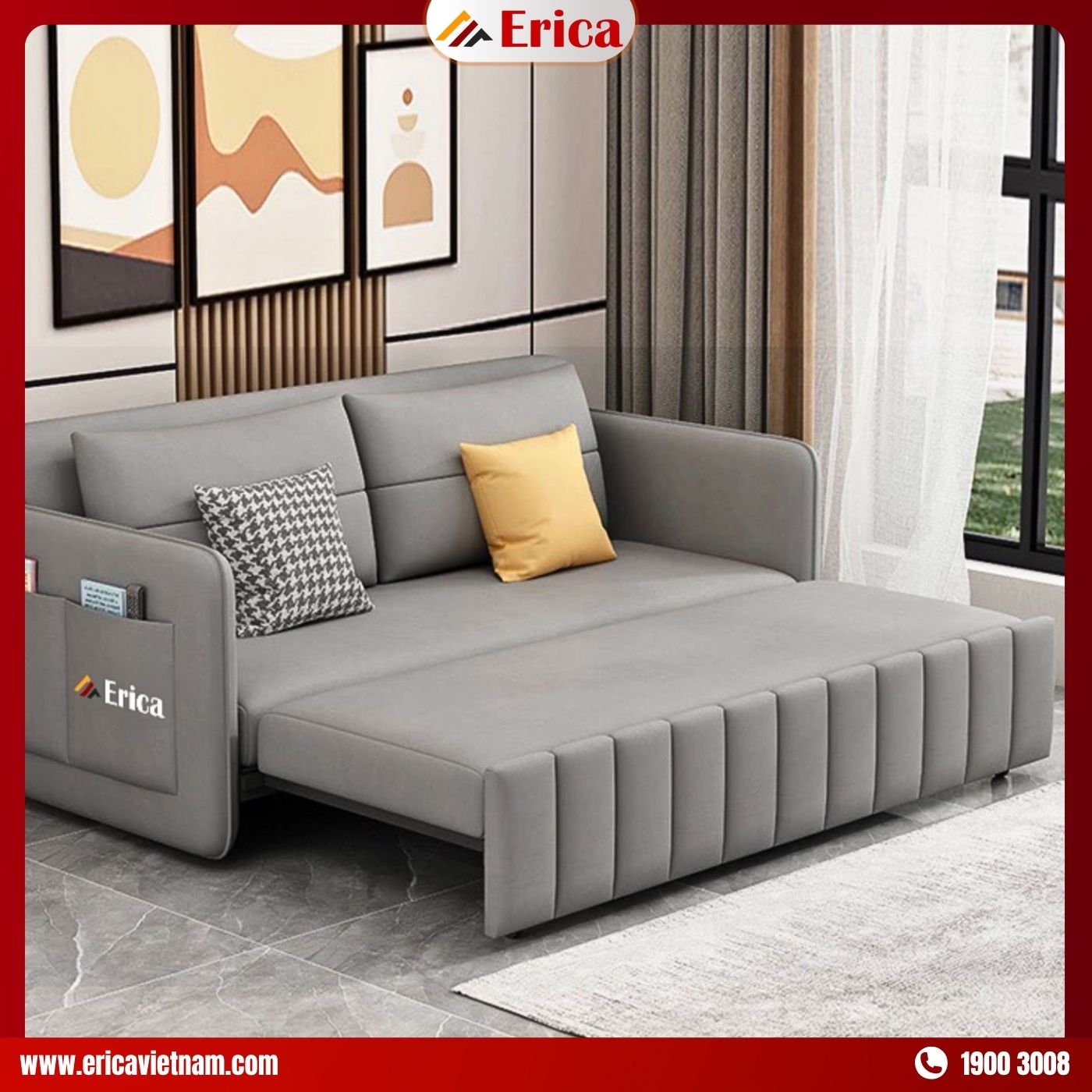 Sofa giường ED3 xám chì - Thanh lịch, điểm nhấn nổi bật cho không gian nhỏ ED3 là mẫu sofa giường 1m4 được nhiều khách hàng tại ERICA đánh giá cao