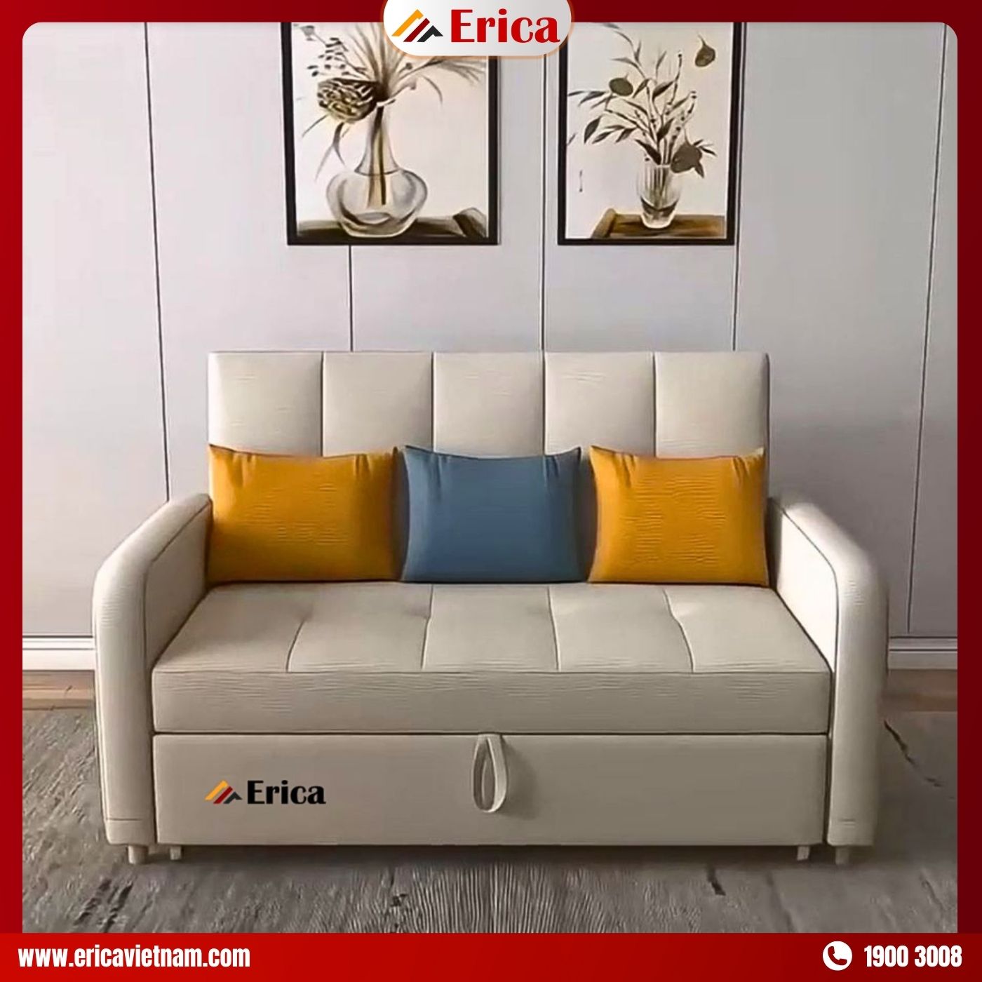 Sofa giường LX1 trắng sữa - Tối giản, thanh lịch Mẫu ghế sofa 1 mét 4 LX1 sang trọng, nổi bật với màu sắc trắng sữa
