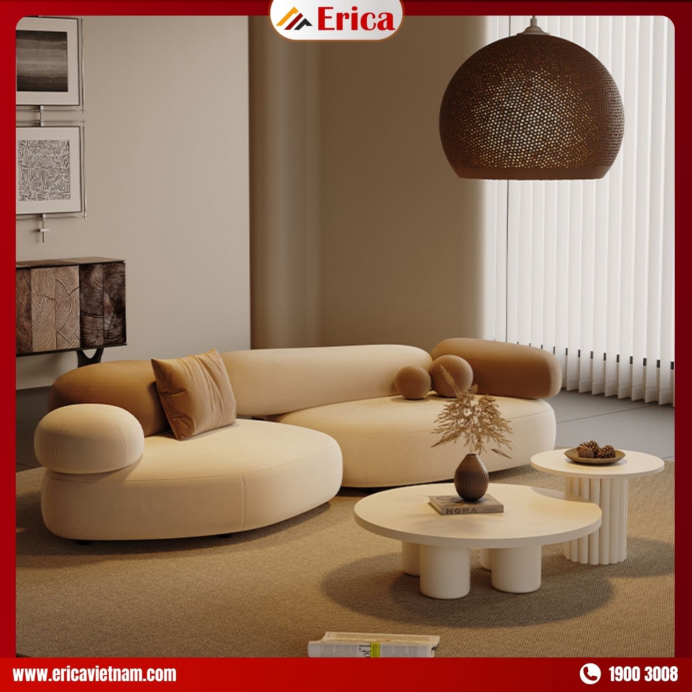 bộ bàn ghế sopha phòng khách ERICA PK01 phong cách Wabi Sabi bộ bàn ghế sopha phòng khách ERICA PK01 phong cách Wabi Sabi