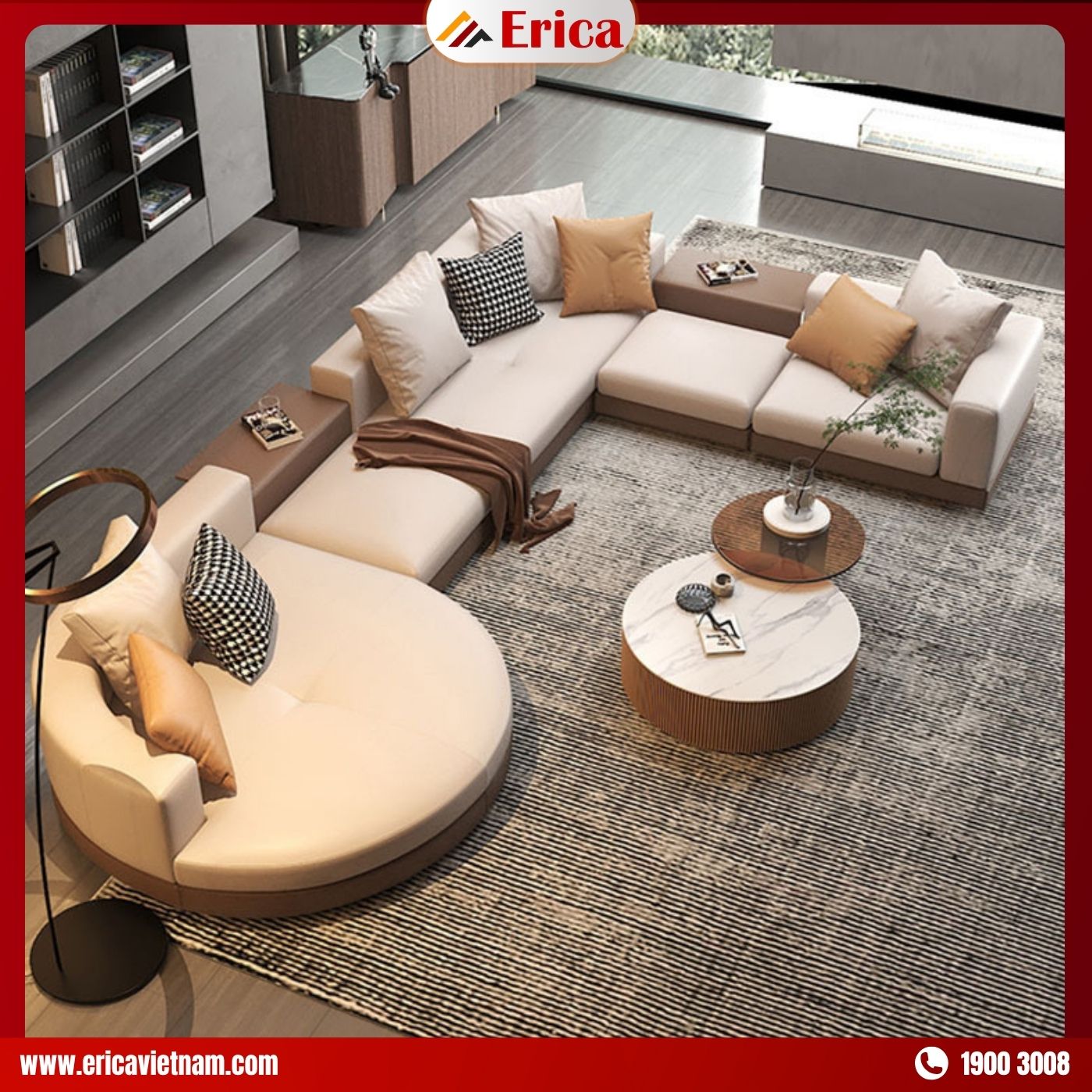 Bộ ghế sofa cao cấp cho phòng khách lớn dáng chữ L