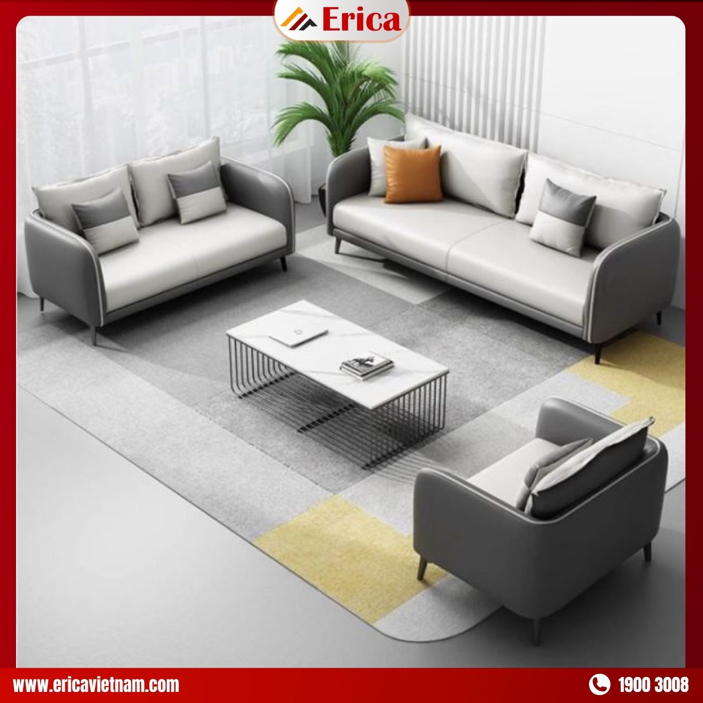 Bộ salon phòng khách ERICA PK06 phối màu hiện đại Bộ salon phòng khách ERICA PK06 phối màu hiện đại