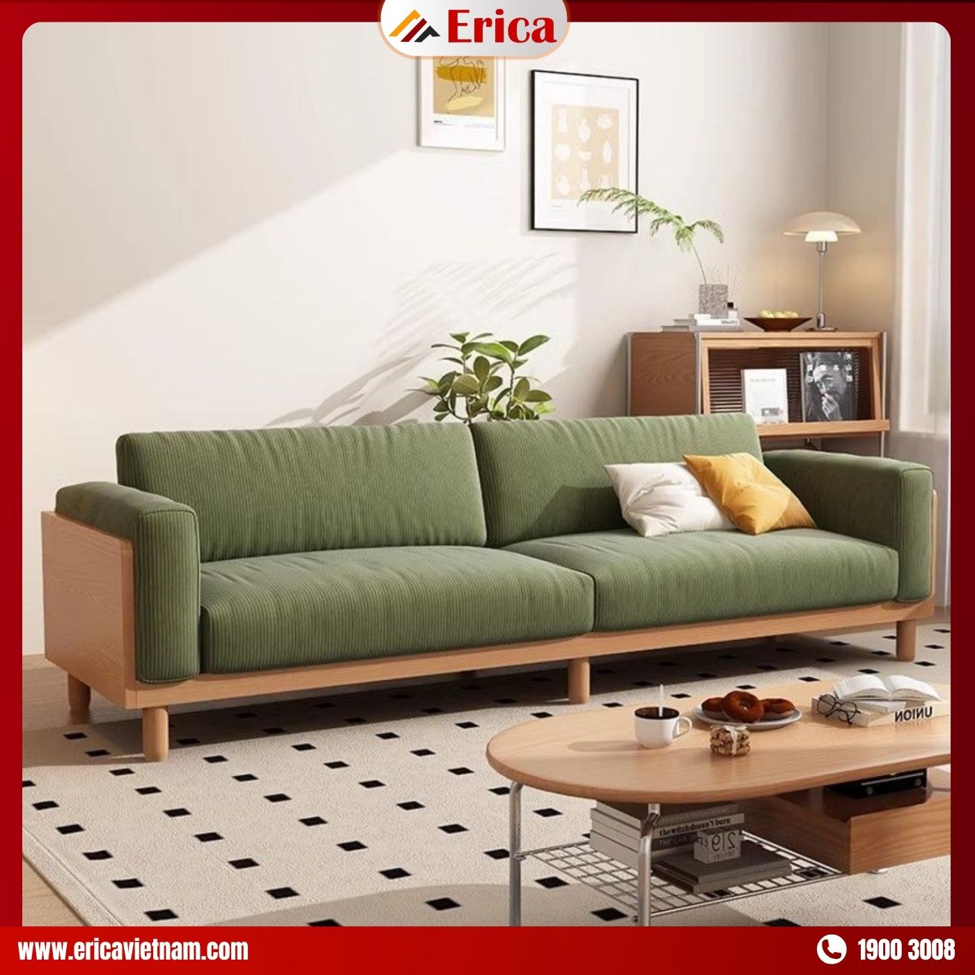ghế sofa văng tay vuông kiểu Bắc Âu