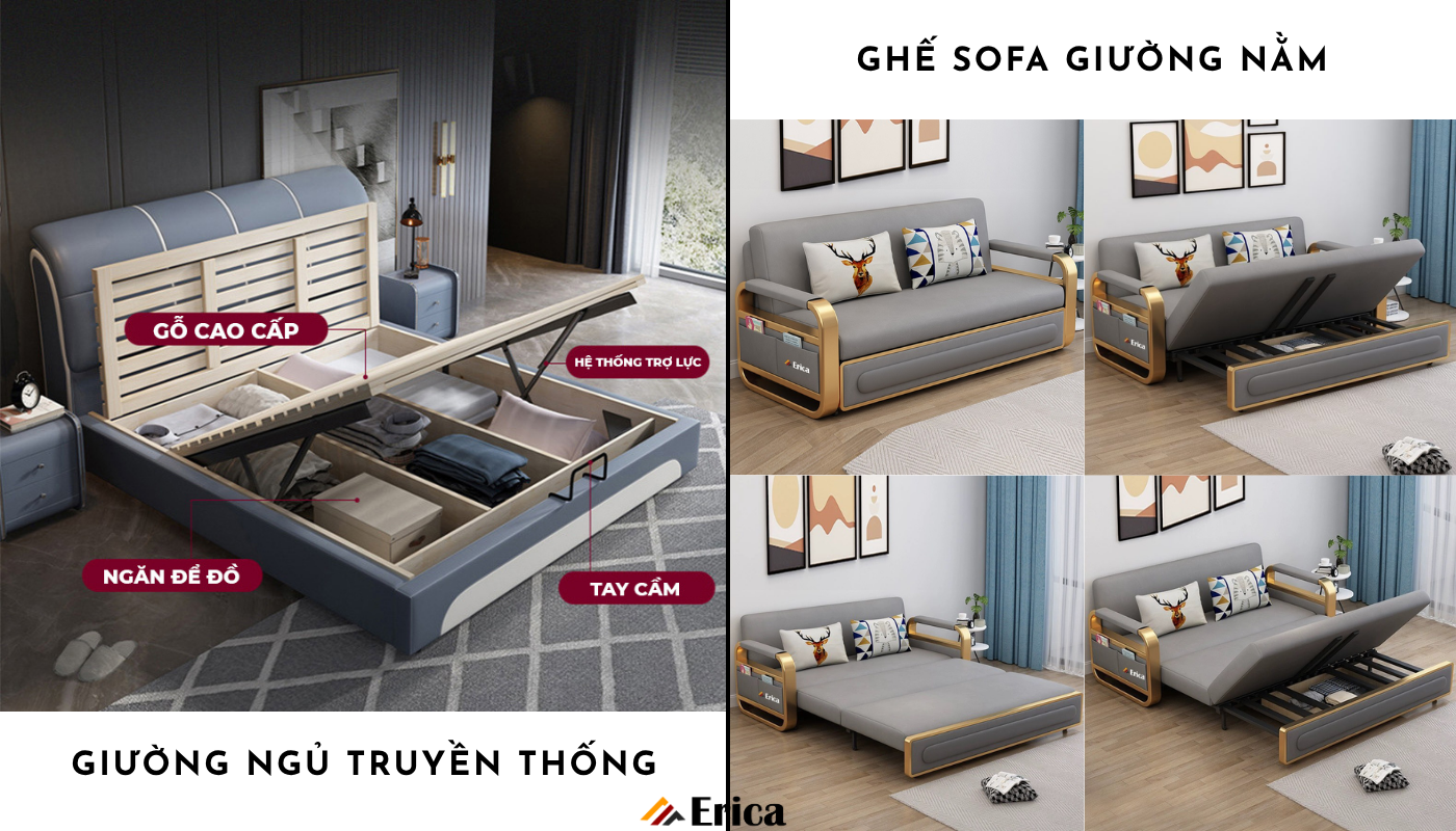 Ghế sofa giường nằm và giường ngủ truyền thống