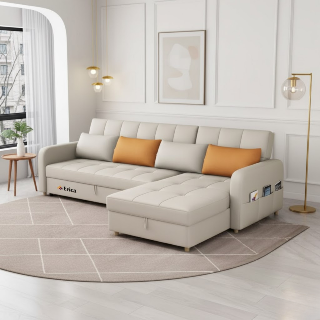 Sofa giường chữ L có ngăn kéo tiện dụng