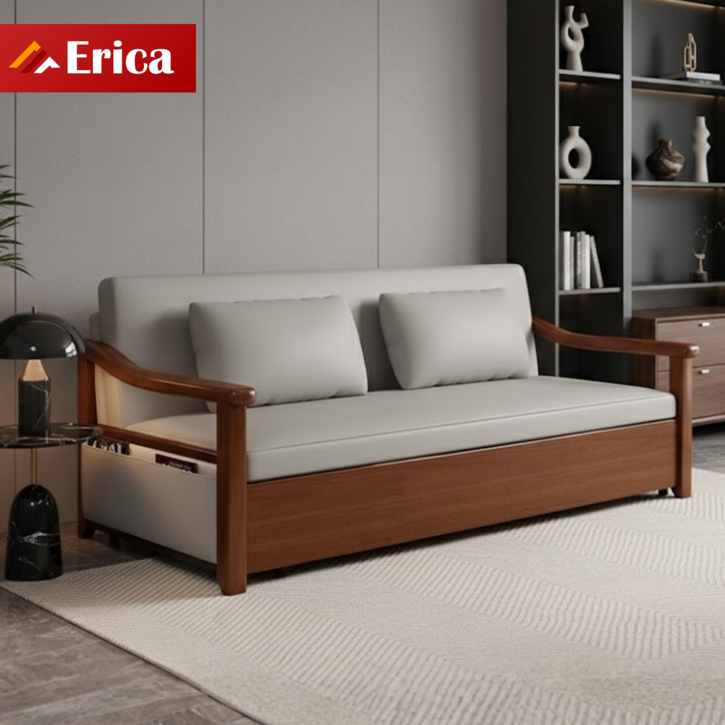Sofa giường gỗ bọc nệm cao cấp