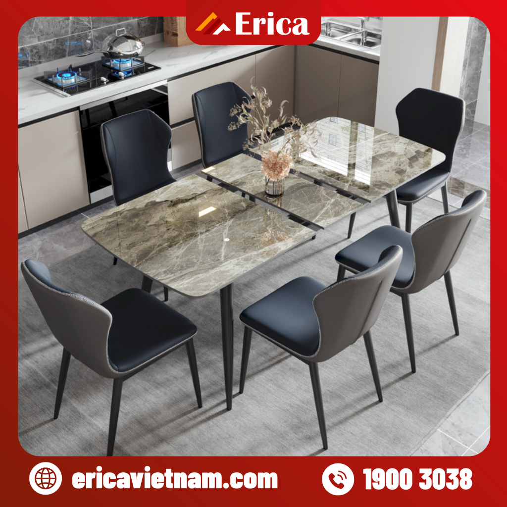 bàn ăn mở rộng mặt đá