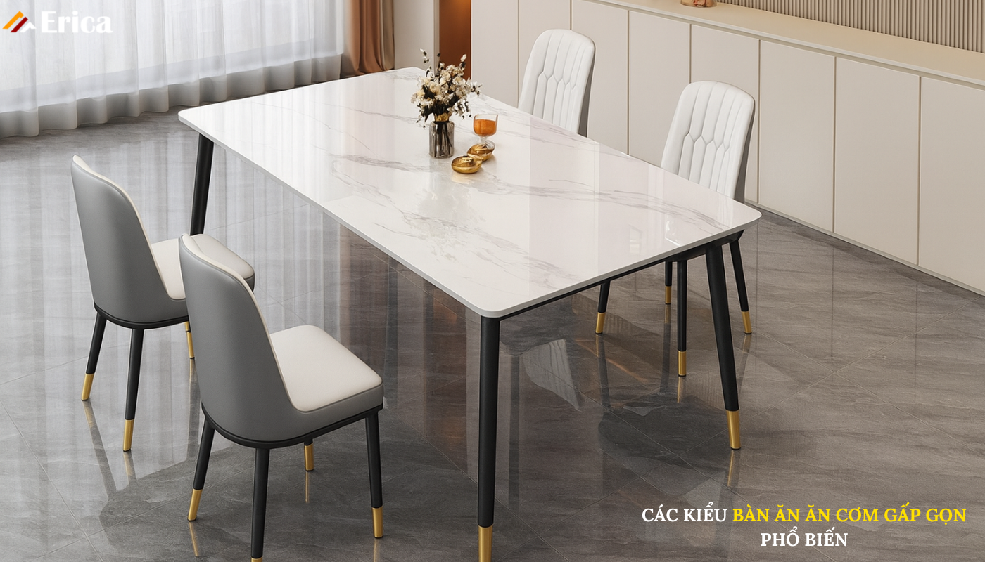 Các kiểu bàn ăn cơm gấp gọn phổ biến