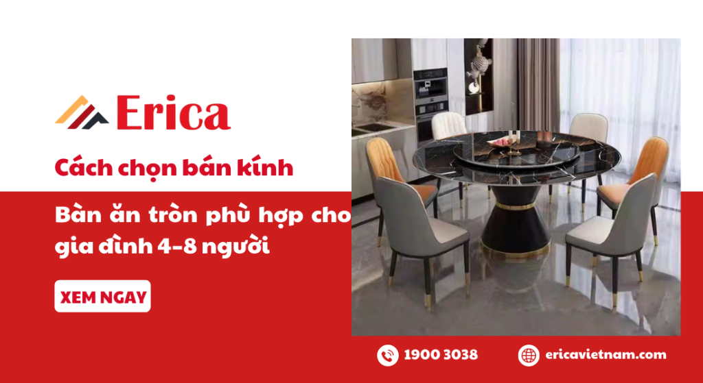 Cách chọn bán kính bàn ăn tròn phù hợp cho gia đình 4-8 người