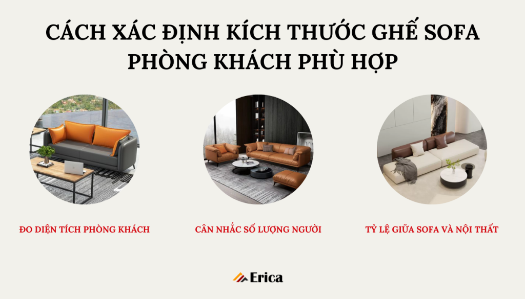 Cách xác định kích thước ghế sofa phòng khách phù hợp