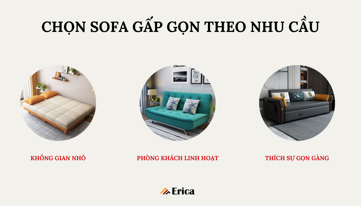 Chọn sofa gấp gọn theo nhu cầu