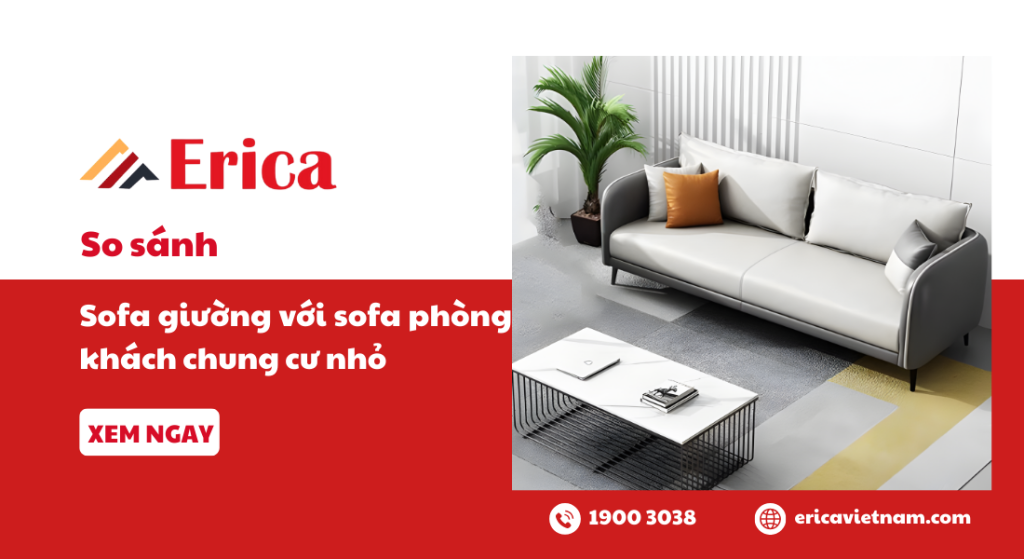 So sánh sofa giường với sofa phòng khách chung cư nhỏ