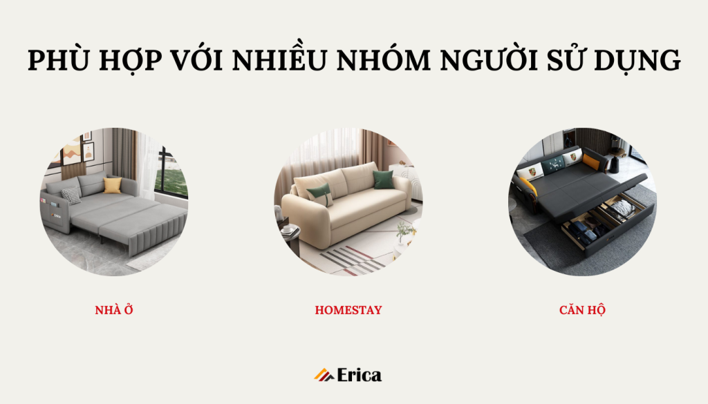 Sofa giường phù hợp với nhiều nhóm người sử dụng