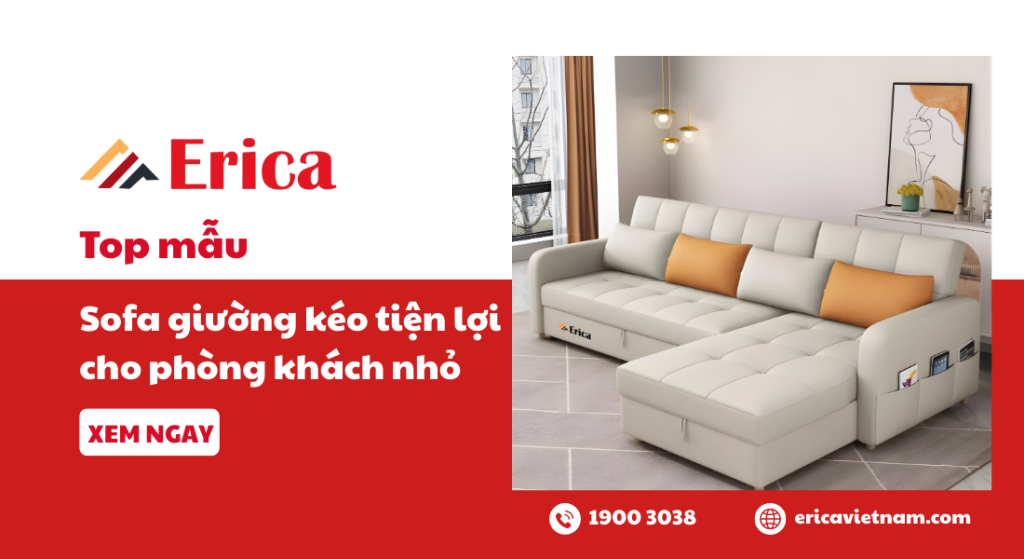 Top mẫu sofa giường kéo tiện lợi cho phòng khách nhỏ