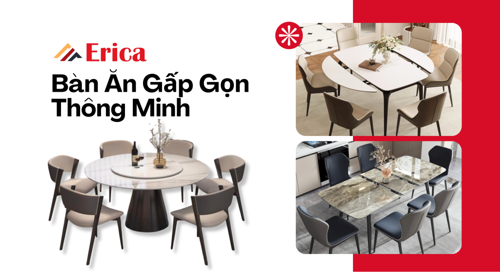Bàn ăn xếp gọn mặt đá cao cấp