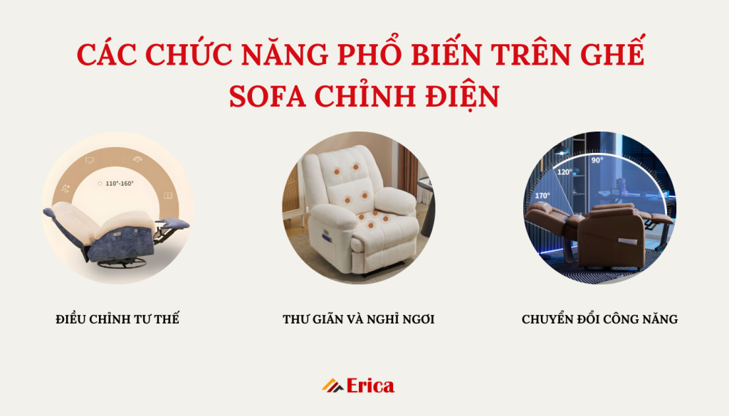 Các chức năng phổ biến trên sofa chỉnh điện