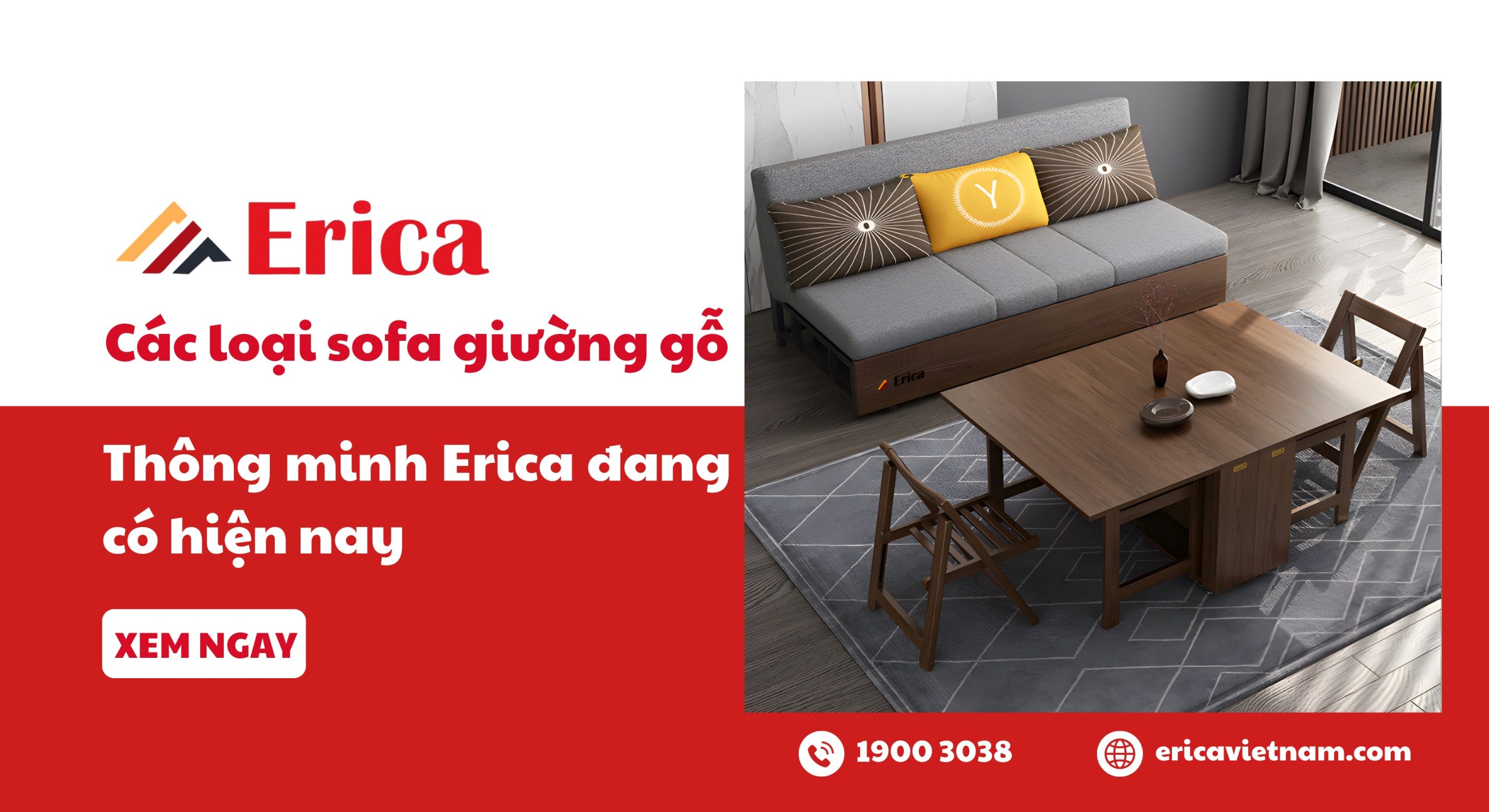 Các loại sofa giường gỗ thông minh Erica đang có hiện nay