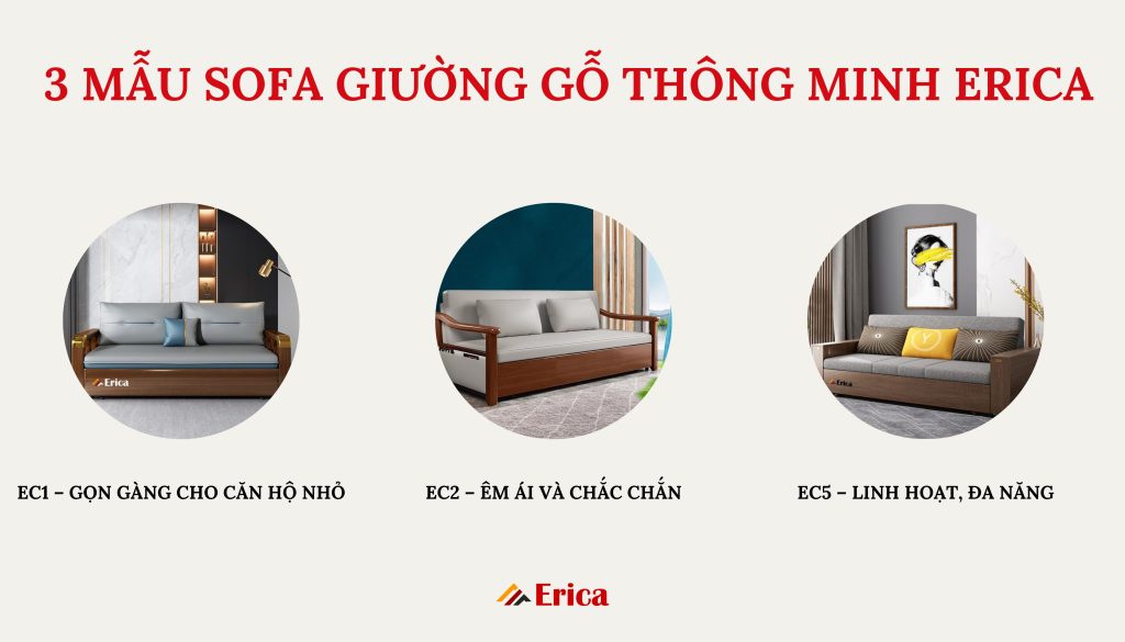 Các mẫu sofa giường gỗ thông minh của Erica