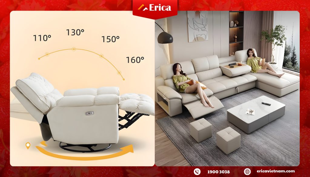 Phân loại phổ biến dạng sofa chỉnh điện của Erica